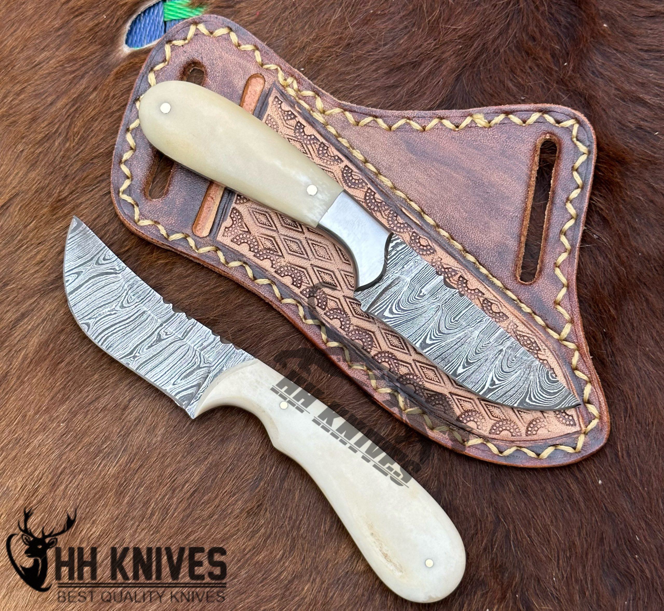 Custom made 1095 Steel Two Cowboy Skinner knives set.Best Gift for